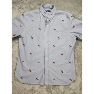 Polo Ralph Lauren Shirt Mens Large Amercan Flags Embroidered USS AOP July 4th